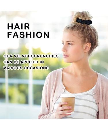 Whaline 12 Pack Velvet Hair Scrunchies - Soft Elastic Hair Bands in Black - Buy Online on SooperMarket.com