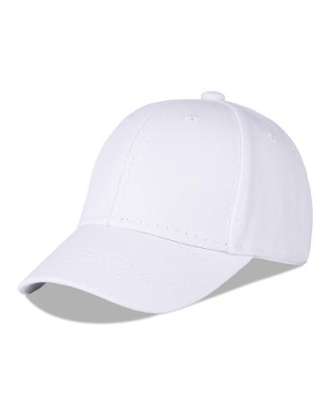 LANGZHEN 100% Cotton Outdoor Children's Kids Plain Baseball Cap Hat Adjustable Sun Hat for Girls Boys 1-2 Years White