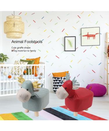 TOPINCN Giraffe Animal Shaped Footstool for Kids - Non-Slip Wooden Legs Blue - Buy Online on SooperMarket.com