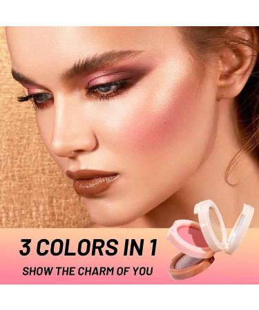 U-Shinein 3-in-1 Makeup Palette: Highlighter, Contour & Blush - Long-Lasting Pigment, Glow Pinkish (Color 01) - Buy Online on SooperMarket.com