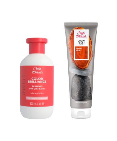 Wella Professional Color Fresh Mask Temporary Color Refresh Treatment Semi-Permanent Hair Dye Hair Gloss Treatment for Copper Hair Copper Glow Hair Dye & Invigo Color Brilliance Colour Protection Shampoo