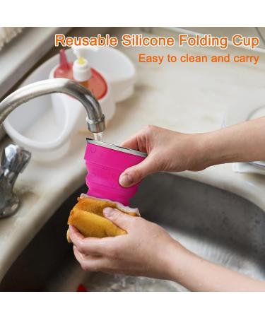 4 Pack Silicone Collapsible Travel Cup Set with Lid - Reusable & Expandable Drinking Mug for Camping and Hiking - Buy Online on SooperMarket.com