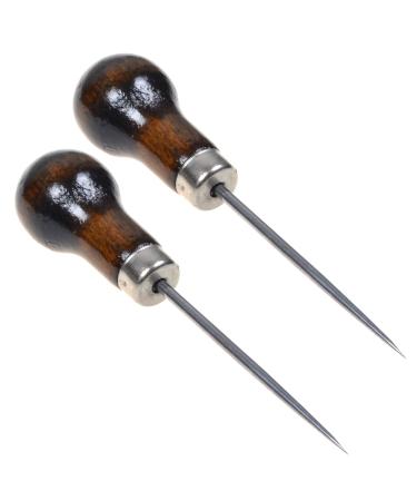 Cosmos Pack of 2 Gourd Shape Leather Craft Cloth Wood Handle Scratch Awl Tool Pin Punching