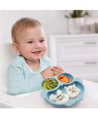 BPA-Free Silicone Baby Suction Plate for Toddlers - Dishwasher & Microwave Safe - Blue - Buy Online on SooperMarket.com
