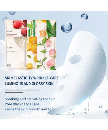 Hydrating Face Sheet Mask 8 Pack with Green Tea, Aloe Vera, Pomegranate - Anti Aging and Moisturizing Skin Care Gift Set - Buy Online on SooperMarket.com
