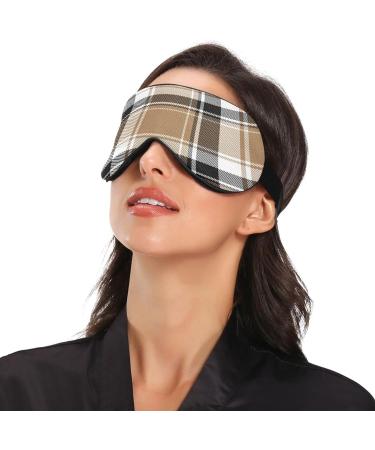 WELLDAY Brown Plaid Sleep Mask - Adjustable Eye Shade Cover for Men and Women - Buy Online on SooperMarket.com