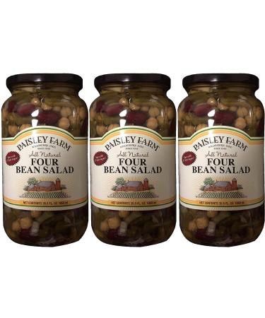Paisley Farm Natural Four Bean Salad, 35.5oz Glass Jar (Pack of 3, Total of 106.5 Oz)