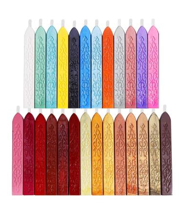 Anezus 26Pcs Antique Sealing Wax Sticks with Wicks for Postage Letter Retro Vintage Wax Seal Stamp  Assorted Colors