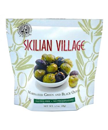Sicilian Village Marinated Olives, Green/Black, 1.7 Oz (Pack of 10)