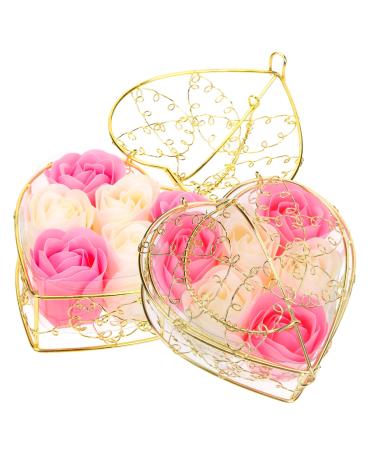 ORFOFE 2 Boxes Soap Rose Bath Pink Basket Bath Soaps Pink Soap for Women Birthday for Teens for Coworkers Bath Decorative Soap Rose Petals for Bath