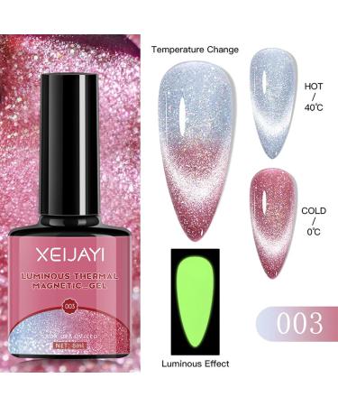 Holographic Gel Polish Glitter Cat Eye Gel Nail Polish Temperature Colour Changing UV Gel Polish Set with Neon Effect Soak Off Magnetic Nail Polish Nail Art Gift for Women - Buy Online on SooperMarket.com