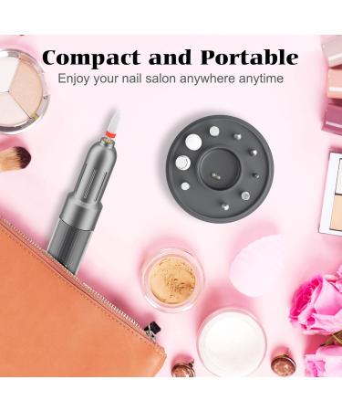 Portable Rechargeable Electric Nail File Kit | 12 Bits, 6 Speeds | Professional Nail Drill for Acrylic & Gel Nails | Dark Gray | Great Gift for Women - Buy Online on SooperMarket.com