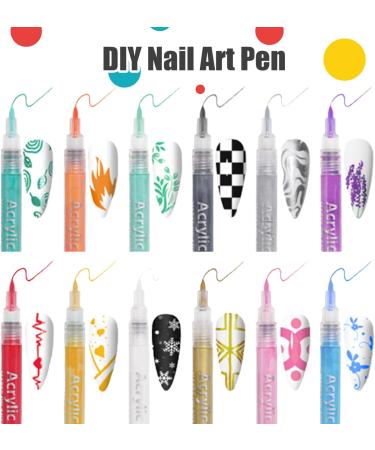 Nail Art Pen Nail Art Pens Nail Art Tools 12PCS Nail Art Tools 3D Colorful Nail Polish Pens for Womens DIY Graffiti Drawing Nail Art Polish Fine Tip Nail Polish Set for Manicure Tools - Buy Online on SooperMarket.com