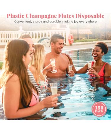 150 Clear Disposable Plastic Champagne Flutes - 5.5 Oz - Wedding Party Toasting Glasses - Buy Online on SooperMarket.com