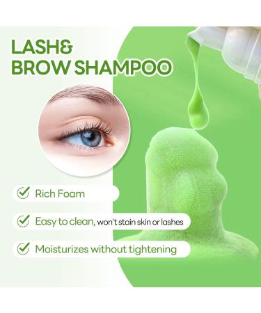 Eyelash Extension Cleanser 60ML - Green Aloe Lash Shampoo | Foaming Eyelid Cleanser | Paraben & Sulfate Free | Professional & Home Use - Buy Online on SooperMarket.com