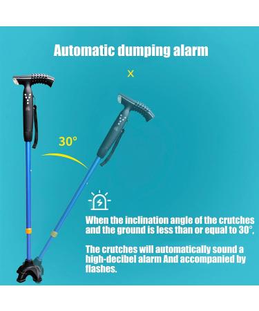 Adjustable Walking Stick Blue Smart Anti Slip Quad Cane for Seniors with Radio for Elderly LED Guide Light - Buy Online on SooperMarket.com