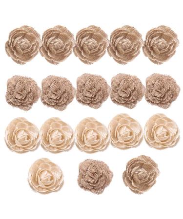 CCINEE Natural Burlap Flowers Assorted Handmade Burlap Rose for Wedding Decoration and Floral Crafts Making Pack of 18
