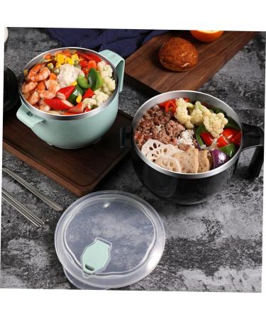 Zerodeko 1 Set Instant Noodle Bowl Food Containers Noodle Bowl with Lid Bowl with Tableware Japanese Ramen Noodles Salad Bowl Lidded Food Bowl Child Chopsticks Stainless Steel 18.50X15.50X11.50CM Black - Buy Online on SooperMarket.com