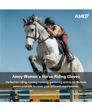 Amoy Stretch Horse Riding Gloves for Women - Breathable Black Mittens, Size Medium - Buy Online on SooperMarket.com