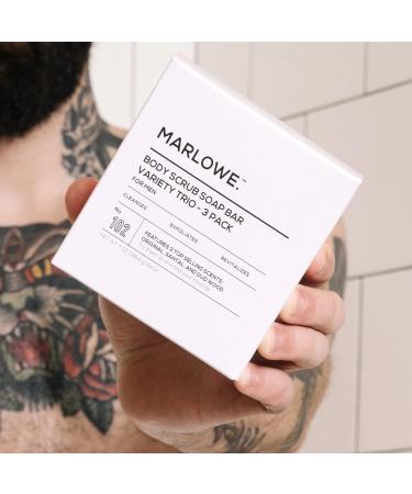 Marlowe No. 102 Men's Body Scrub Soap Trio | Best Exfoliating Bar w Green Tea | 3 Scents: Original, Oud Wood, Warm Santal - Buy Online on SooperMarket.com
