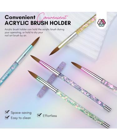 Saviland 5PCS Acrylic Nail Brushes Set - Sizes 8/10/12/16/18 for Acrylic Application Sparkling Rainbow Powder Brush & Holder - Perfect for Nail Extensions & 3D Carving - Buy Online on SooperMarket.com