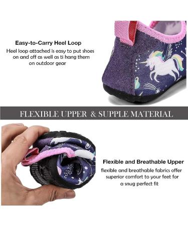 HIITAVE Kids Water Shoes - Non-Slip Aqua Pool Socks for Boys & Girls - Toddler 12-13 Little Kid - Purple/Unicorn - Buy Online on SooperMarket.com