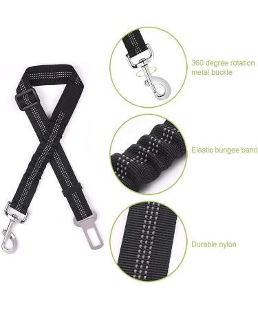 LauCentral Dog Seat Belts for Car 2 Packs Headrest Restraint Puppy Safety Adjustable Dog Car Seatbelts and Strong Leash Leads Accessories for Dogs Cats Pets Black - Buy Online on SooperMarket.com