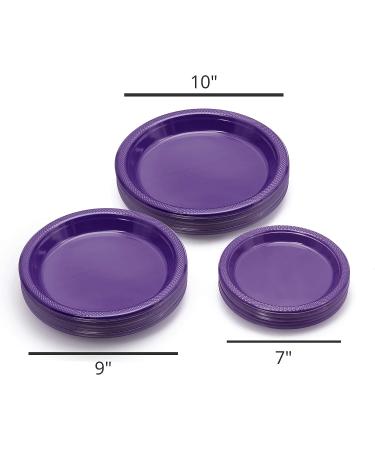 10 Inch Purple Plastic Plates - 50 Count - Round Disposable Plates for Dinner Parties and Special Occasions - Buy Online on SooperMarket.com