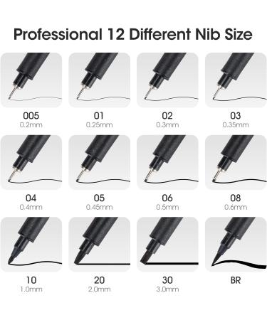 Set of 12 Fine Point Micro Pens for Art Sketching Waterproof Pigment Ink Pens for Manga, Anime, and Scrapbooking - TWOHANDS 20413 - Buy Online on SooperMarket.com