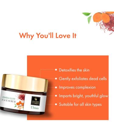 Good Vibes Ubtan Insta Glow Face Scrub - Brightening Exfoliator for All Skin Types | Turmeric Saffron Vitamin B3 | 50g | No Parabens Sulphates Mineral Oil - Buy Online on SooperMarket.com
