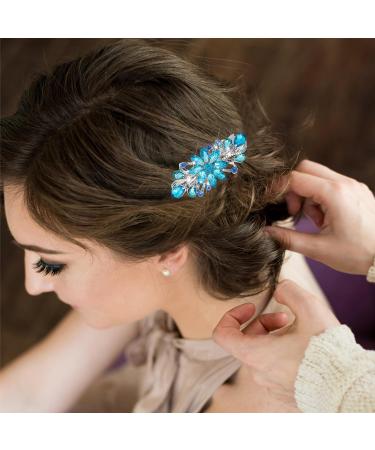 WLLHYF Flower Hair Clip - Vintage Rhinestone Barrette for Women & Girls (Sky Blue) - Buy Online on SooperMarket.com