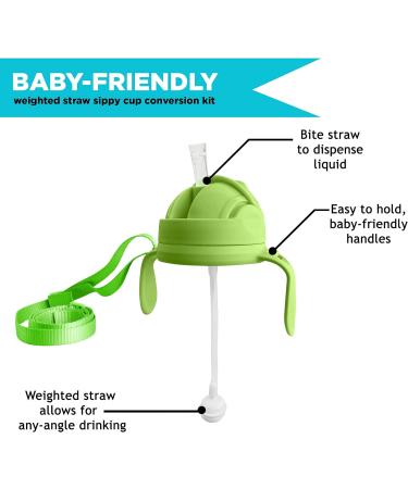 3-in-1 Weighted Straw Sippy Cup Conversion Kit for Comotomo Bottles | 2 Pack Green | Compatible with 5 & 8 oz Bottles | Versatile Extended Use | Comotomo Straw Cup Converter - Buy Online on SooperMarket.com
