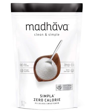 Madhava Natural Sweeteners Clean & Simple Simpla Zero Calorie Allulose Sweetener 12 oz (340 g)