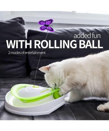 All for Paws 2 in 1 Interactive Cat Toy - Fluttering Butterfly & Rolling Balls - Automatic Indoor Kitten Spinner Toy - Buy Online on SooperMarket.com