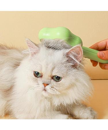 Self-Cleaning Cat Brush with Unlocking Button - Compact Fur Care Brush for Dogs Cats & Rabbits - Efficient Hair Removal in Green - Buy Online on SooperMarket.com