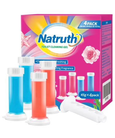 NATRUTH Toilet Cleaning Gel 4PCS Toilet Gel Stamp Flower and Ocean Fragrance 36 Dose Refreshing Keep Clean and Long-lasting Fragrance For Toilet BowlsToilet Basins and Sinks (Flower and Ocean)