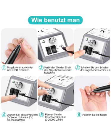 Weiyi Nail Miller Set - Professional Electric Nail File & Grinder for Manicure | Low Vibration 6 Drilling Sleeves 20000 RPM - Ideal Nail Care Device - Buy Online on SooperMarket.com