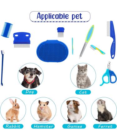 12-Piece Rabbit Grooming Kit: Nail Clipper, Trimmer, Hair Remover, Comb, Massage Brush, Toothbrush - Blue - Buy Online on SooperMarket.com