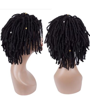 YEZHIQIU 8 Short Dreadlock Wig - Natural Black Synthetic Hair, Heat Resistant Faux Afro Locs Braids Wigs (1B) - Buy Online on SooperMarket.com