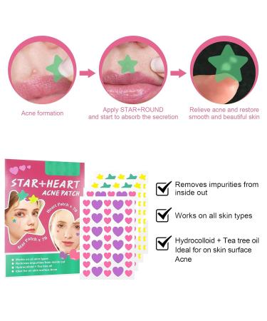 156 PCS Star-Shaped Pimple Patch Set - Hydrocolloid with Tea Tree Oil & Salicylic Acid - Waterproof Suitable for All Skin Types - Pink & Green - Buy Online on SooperMarket.com