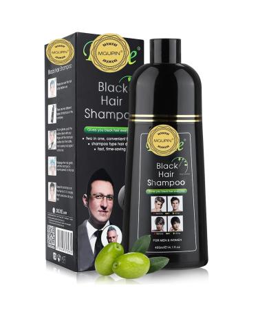 400ml Black Hair Shampoo MQUPIN Shampoo Herbal Hair Color Smooth and Shiny 2 in 1 black hair dye shampoo Instant Hair Color Semi-Permanent Full Coverage Gentle Hair Color for Men and Women