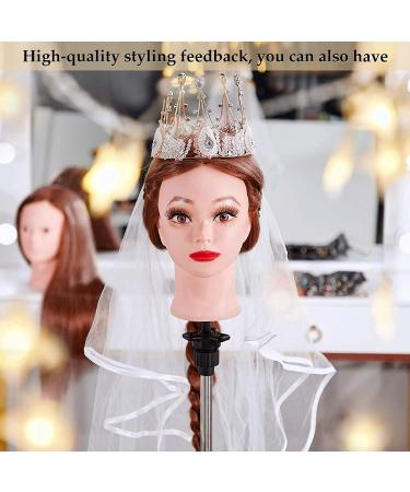 Beauty Star 23.5 Mannequin Head with 80% Real Human Hair + Table Clamp Holder & DIY Hair Styling Set - Dark Brown - Buy Online on SooperMarket.com