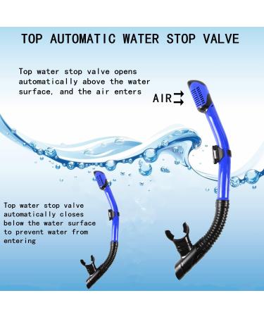 SACBOLA Dry Snorkel- Top Stop Valve, Silicone Mouthpiece for Snorkeling, Free Diving, Swimming - Blue/Clear - Buy Online on SooperMarket.com