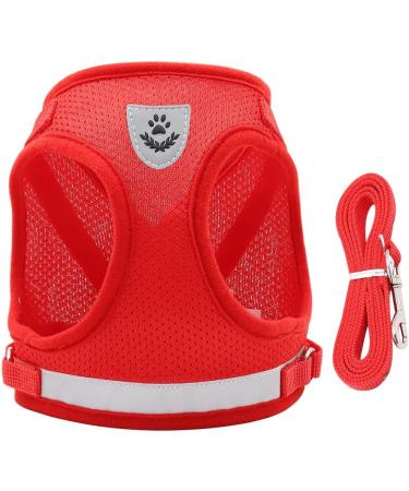 LOOK ANDE HOUSE Cauling Small Dog & Cat Dishes with Leash - Reflective Soft Padded Air-Mesh Dishes for Puppies & Small Dogs (S: Chest 29-33cm) - Red - Buy Online on SooperMarket.com