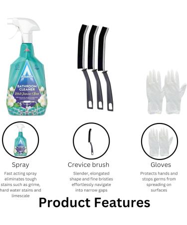 Bathroom Cleaner Spray Cleaning Set - Bundle Includes Astonish Bathroom Spray 750ml And Pack of 3 Crevice Cleaning Brushes - Removes Dirt In Hard to Reach Places and Restores a Bathroom Shine - Buy Online on SooperMarket.com