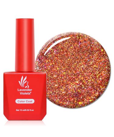 Lavender Violets 15ml Gel Nail Polish Red Gold Shimmer Star Shine UV LED Soak Off Nail Lamp Curing Manicure Pedicure Larger Content Salon Quality A0682 Sweet Tomato