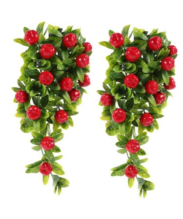 ABOOFAN 2pcs String Simulated Fruit Hanging Ornaments Garland Home Decor Hanging Teardrop Wreath Artificial Fruit Swag Artificial Hanging Fruit Simulation Fruit Fake Fruit Vine Rattan