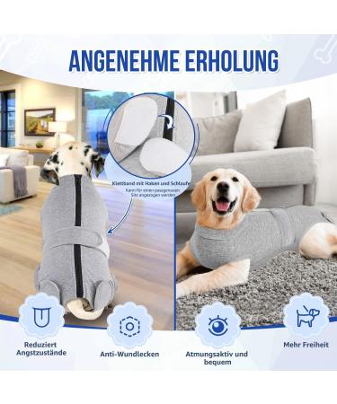 Slowton Dog Recovery Suit - Soft Breathable Anti-Wound Licking Zipper Suit for Male Dogs After Surgery - Comfortable E-Neck Band Gray - Buy Online on SooperMarket.com