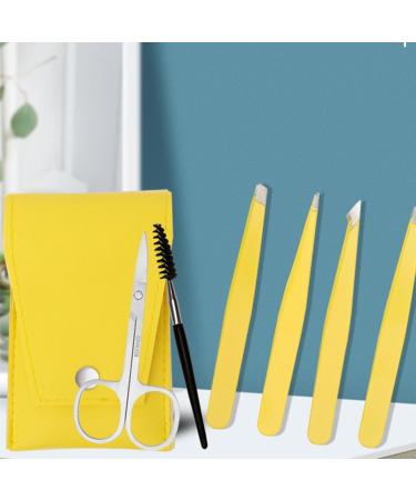 Eyebrow Shaping Kit | with Travel Case Eyebrow Scissors Kit Brow Scissors Eyebrow Kit | Eyebrow Scissors for Women Eyebrow Grooming Kit for Ingrown Hair Hair Plucking Daily Puchen Lemon Yellow 6-piece Set - Buy Online on SooperMarket.com