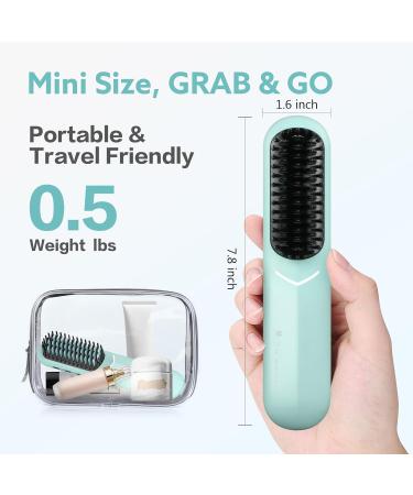Cordless Hair Straightener Brush - Webeauty Negative Ion Mini Travel Straightener for Women Fast Heating USB Rechargeable Dual Voltage Blue Green - Buy Online on SooperMarket.com